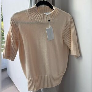 Lovers + Friends Cream Short-Sleeve Knit Crew Sweater